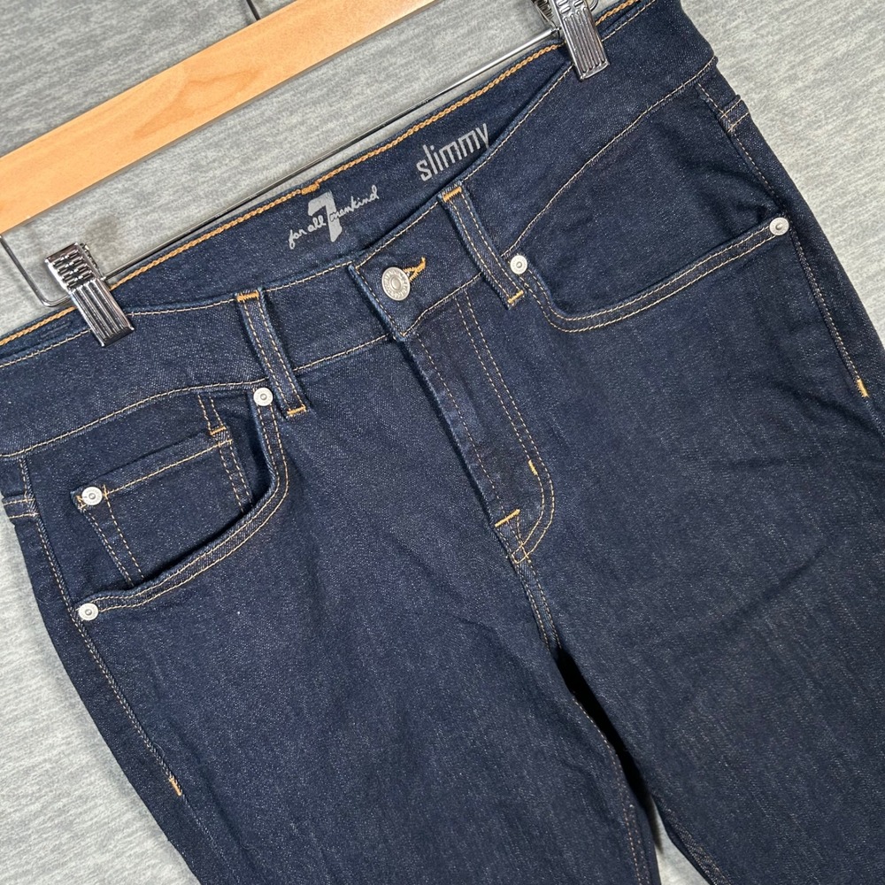 7 For All Mankind Slimmy Jeans Mens 32x33 Dark Indigo Slim Stretch Rinse Denim